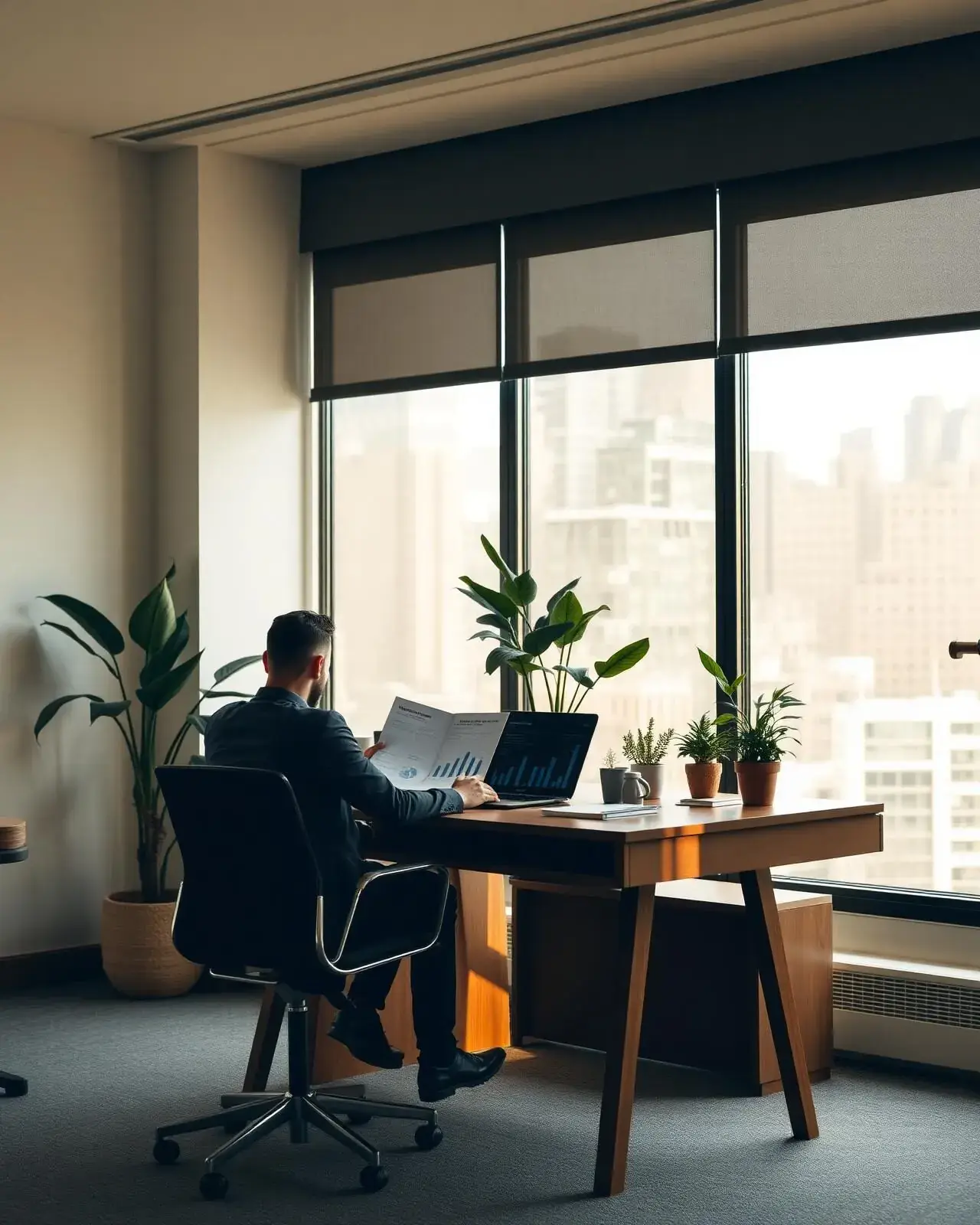 Modern small-business workspace — the kind of owner-led operation Visions Alliance partners with as fractional CFO.